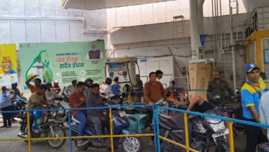 Fuel station congestion in Telangana amid ongoing rush at pumps.