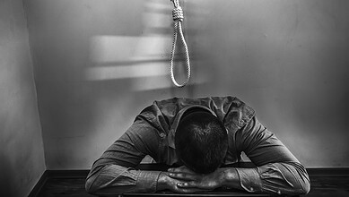 Student in despair after receiving disappointing exam results.