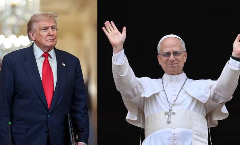 Donald Trump and Pope Francis depicted in a political and religious context, highlighting contrasting fig.