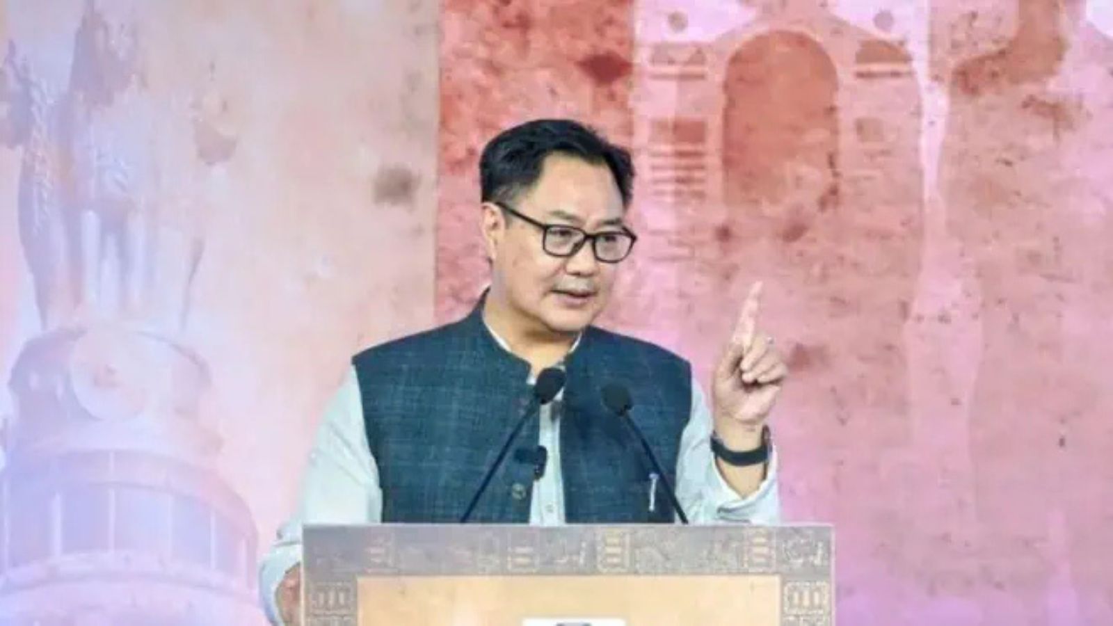 Union Minority Affairs Minister Kiren Rijiju addresses a meeting