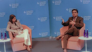 KTR speaks during a conference at Columbia University