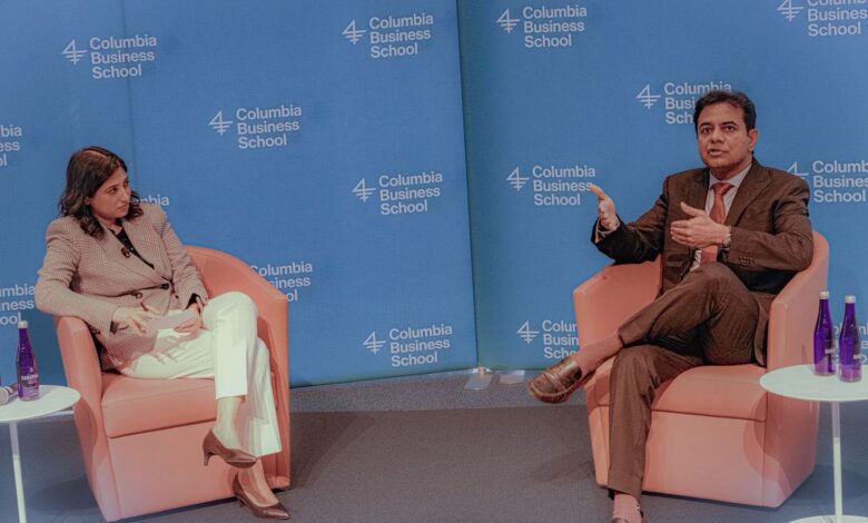 KTR speaks during a conference at Columbia University