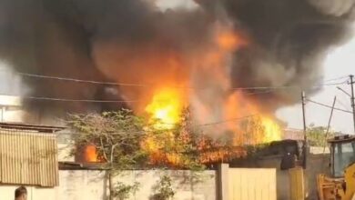 Fire breaks out at the warehouse in Jeedimetla