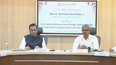 Telangana Chief Secretary K Ramakrishna Rao attends a meeting