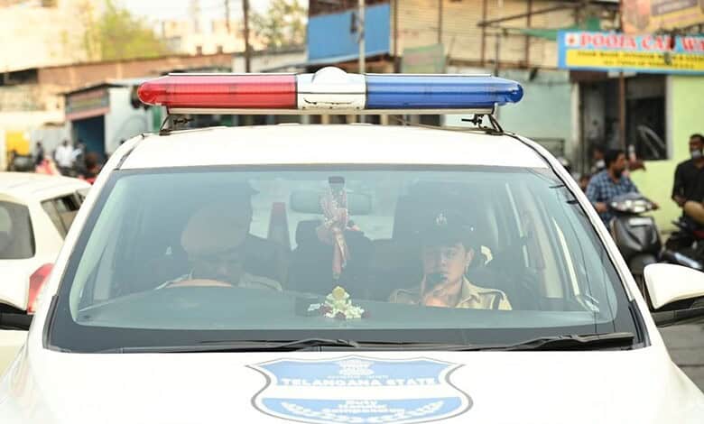 Police car of Cyberabad SHE Teams in operation.