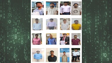 Group of cybercrime suspects detained by Hyderabad police in connection with Rs150 crore fraud.