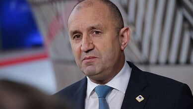 An image of a serious-looking Bulgarian politician in a suit, reflecting the recent election exit polls s.