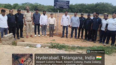 HYDRAA officials erect a board on the land in Shamshabad