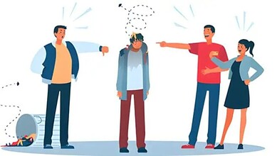 Four students confronting a junior student involved in ragging in Pune.