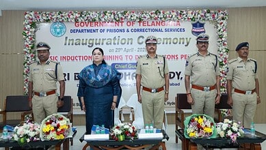 Telangan a Prisons Department DG Soumya Mishra and DGP Shivadhar Reddy participate in the inauguration ceremony