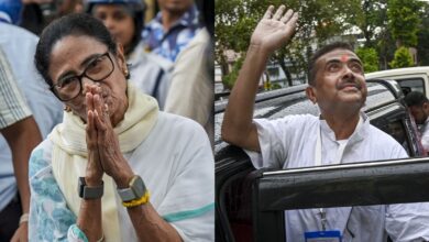 Election officials and voters in West Bengal during the election day, highlighting high voter participati.