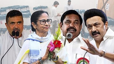 Indian politicians campaigning during the mega election in West Bengal and Tamil Nadu, April 22.