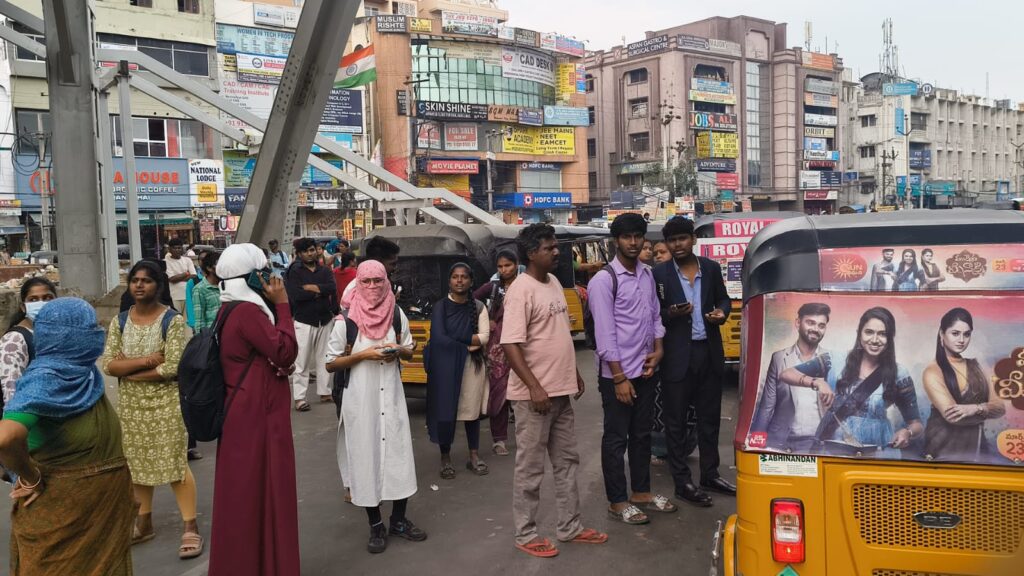 Passengers were seen waiting at bus stops for long periods.