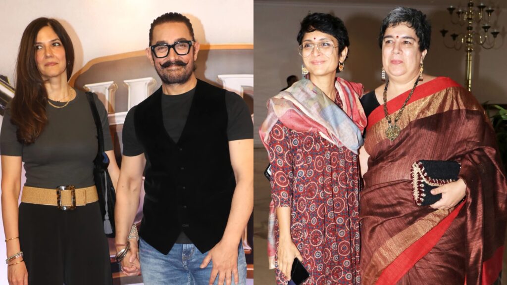 Aamir Khan and Gauri Spratt attending a social event together, smiling and dressed elegantly.