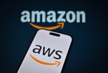 Amazon AWS logo displayed on smartphone screen.