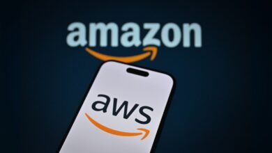 Amazon AWS logo displayed on smartphone screen.