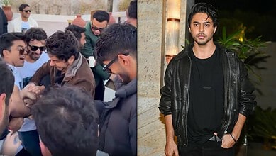 Aryan Khan playfully steals groom’s shoes during wedding celebration, creating a fun moment.