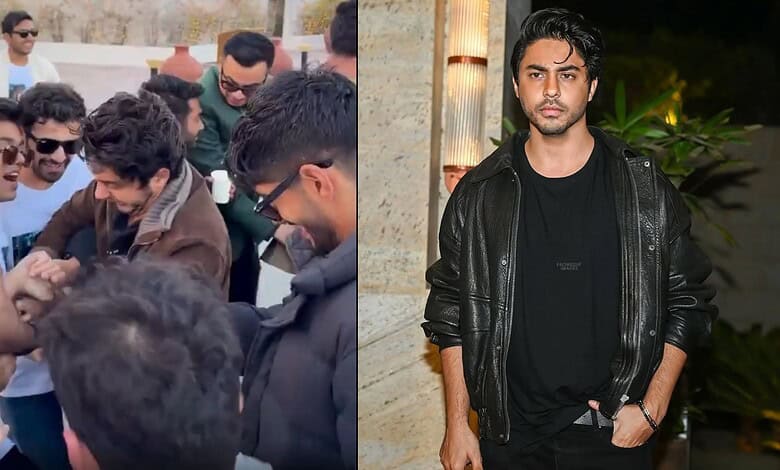 Aryan Khan playfully steals groom’s shoes during wedding celebration, creating a fun moment.