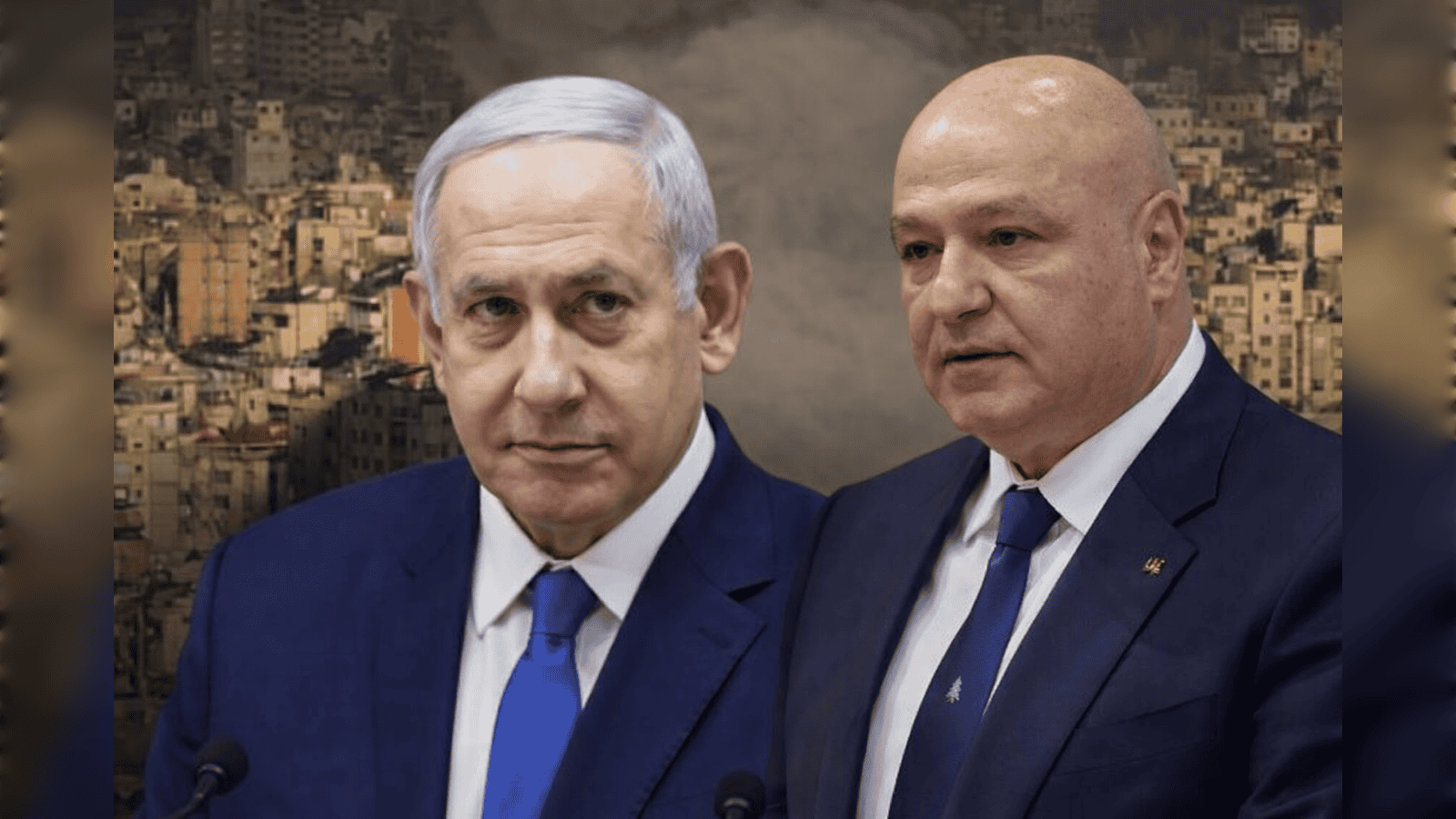 Composite image of Lebanon’s President Joseph Aoun (right) and Israel’s Prime Minister Benjamin Netanyahu (left).