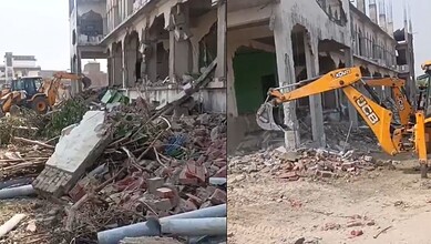Demolition of illegal madrassa in UP connected to UK-based Islamic preacher, following government action.