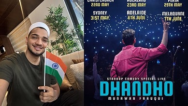 Munawar Faruqui performing standup comedy live, promoting his upcoming shows in Australia and New Zealand.