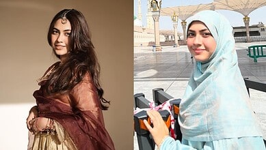 Reem Shaikh praying 5 times a day, dressed modestly in a hijab, emphasizing her religious commitment and.