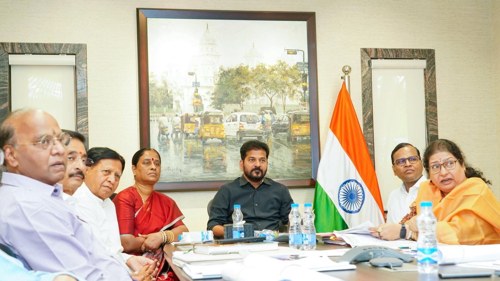 Telangana Chief Minister Revanth Reddy reviews development of the Goddess Saraswathi temple at Basara