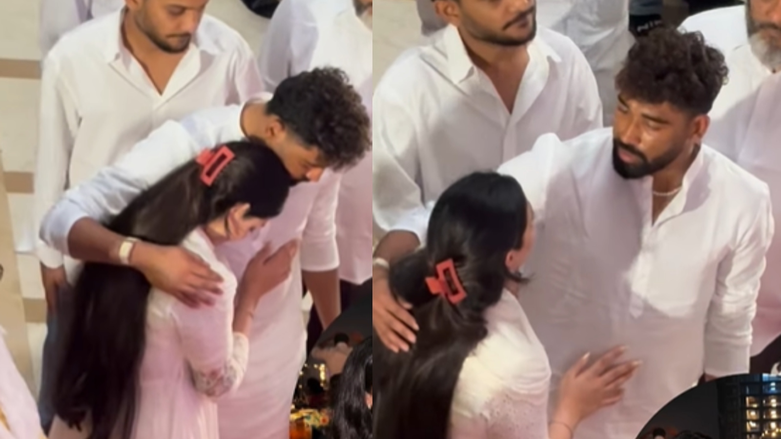 Mohammed Siraj with Zanai Bhosle at Asha Bhosle's funeral
