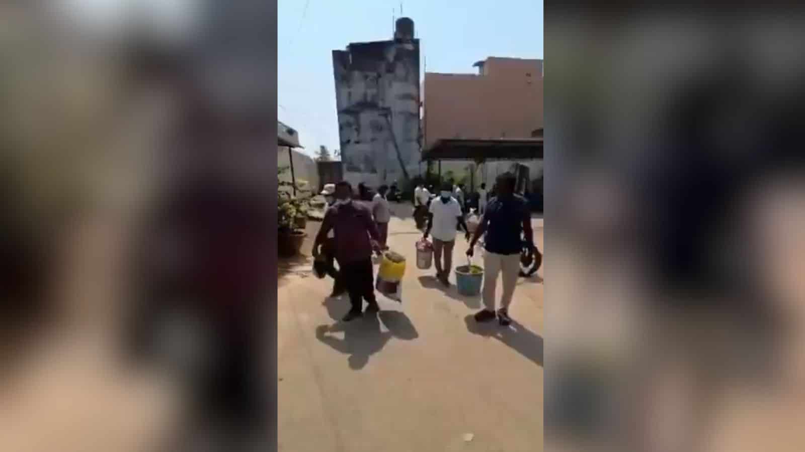 Residents of Mahabubabad dump trash at municipal office to protest delayed waste collection services.