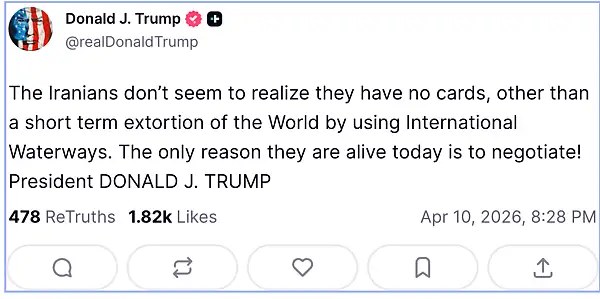 Screenshot of Donald Trump post on X criticising Iran ahead of potential talks.