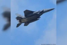 US Air Force F-15E fighter jet in flight, reportedly downed during Iran conflict.
