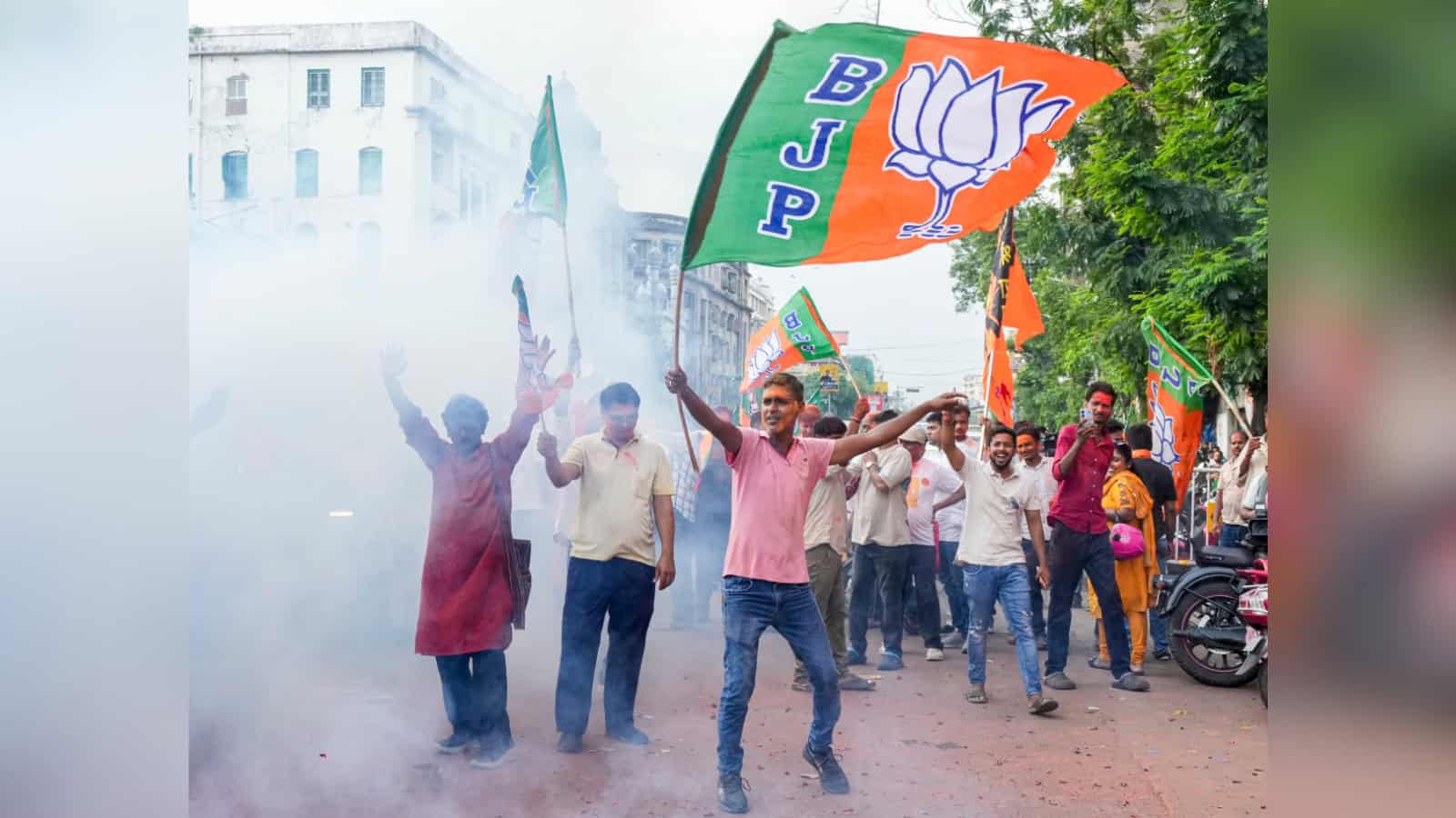 BJP MLAs gather to elect West Bengal's new Chief Minister amid celebrations and political rally.