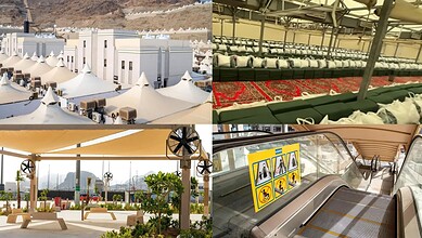 Haj 2026 infrastructure upgrades, including cooling systems, accommodation tents and escalators.
