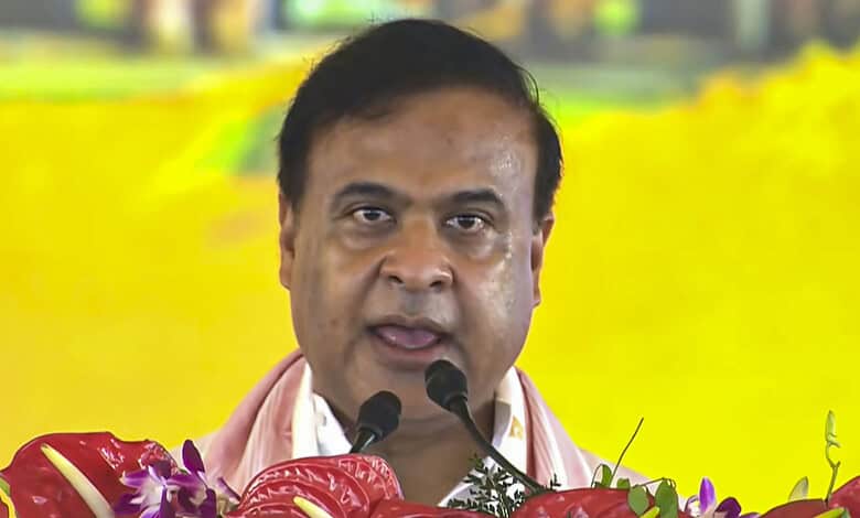 Himanta Biswa Sarma taking oath as Assam Chief Minister during the swearing-in ceremony.