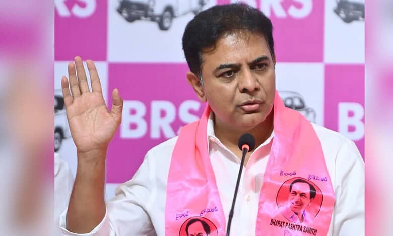 BRS leader Bharti Prasad Sahu speaking at a press conference with a pink background.