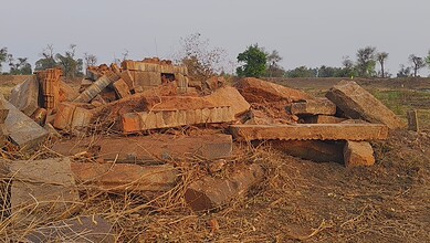 Ruins of a historic Shiva temple in Telangana, demolished for the construction of Young India Integrated.