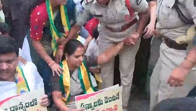 Kavitha detained amid protest at Secretariat