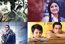 A vibrant collage of popular Bollywood actors and actresses, celebrating Mother’s Day with iconic movies.