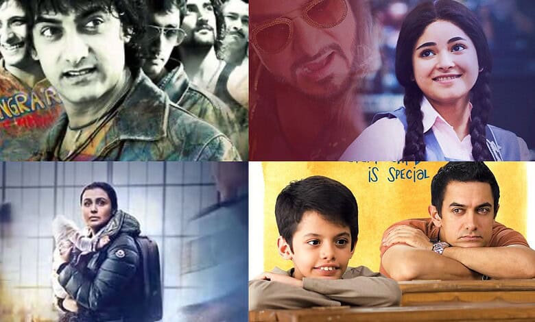 A vibrant collage of popular Bollywood actors and actresses, celebrating Mother’s Day with iconic movies.