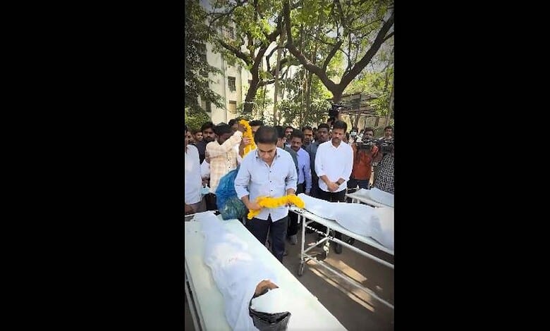 KTR paying tribute to victims of the ORR accident during a condolence ceremony.