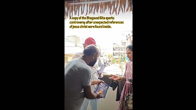 Man confronts people for selling Bhagwad Gita containing refence of Jesus