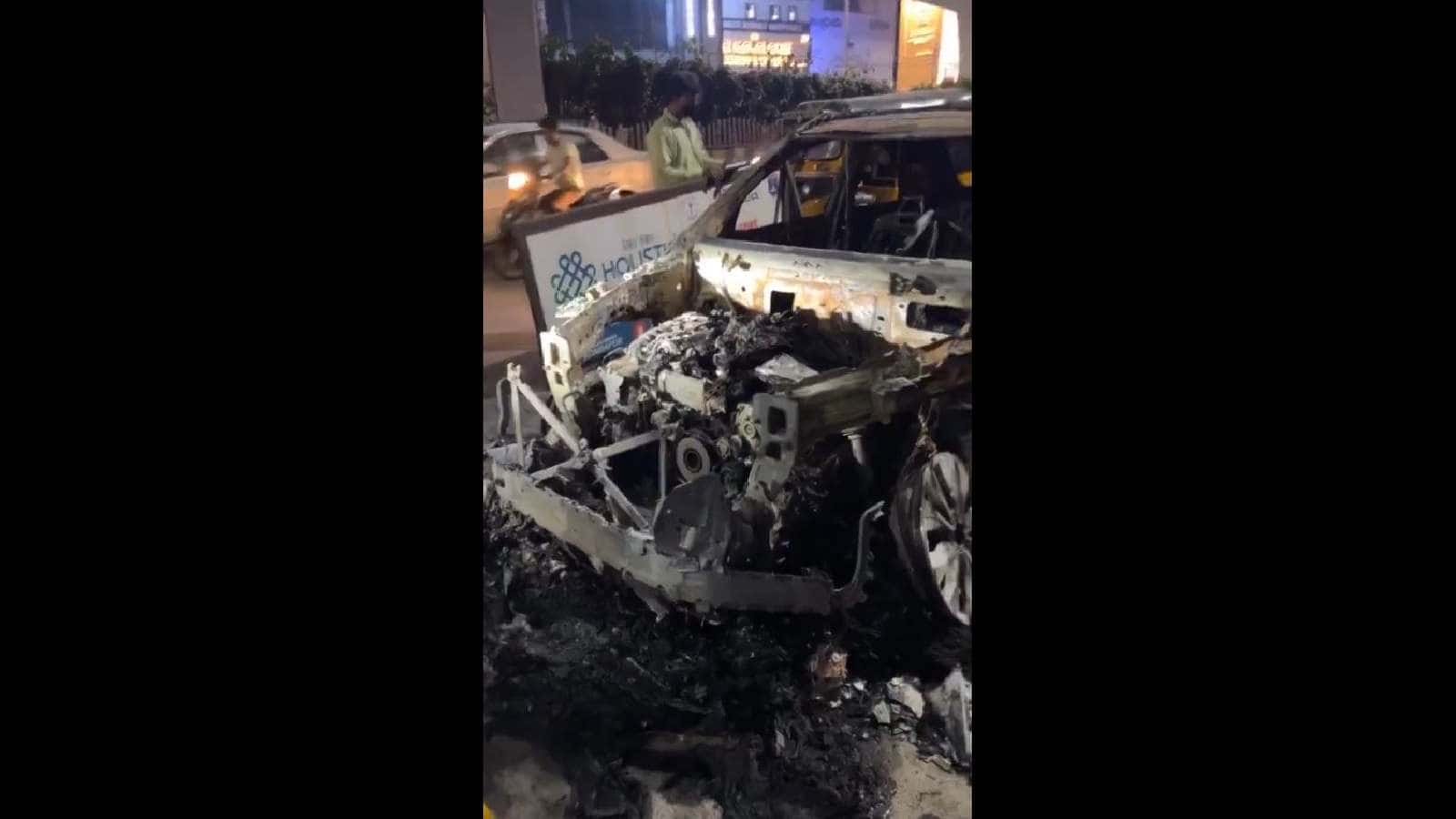 Car gutted due to fire in Hyderabad