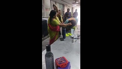 A woman beats a tenant in Hyderabad