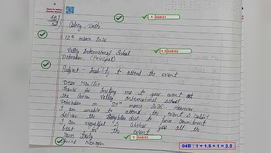 Handwritten letter or note about Valley International School event attendance, dated 12 March 2026.