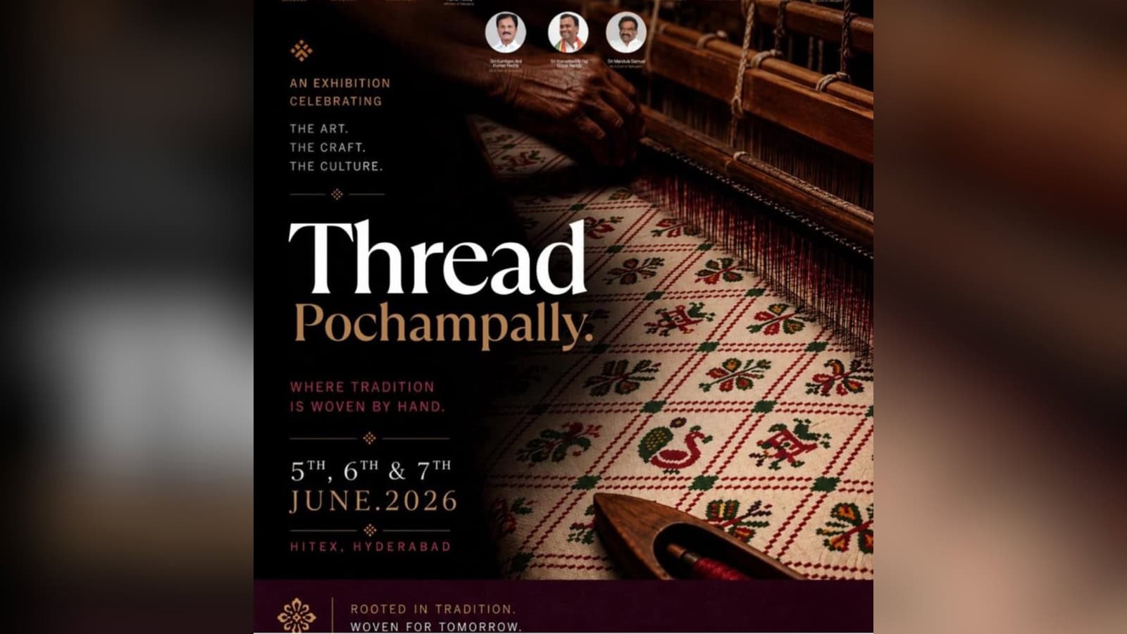 A colourful traditional woven textile displayed on a loom, showcasing intricate craftsmanship and cultura.