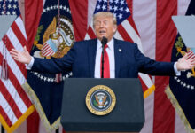 President Donald Trump speaks during the Memorial Day ceremony at Arlington National Cemetery, Monday, May 25, 2026, in Arlington
