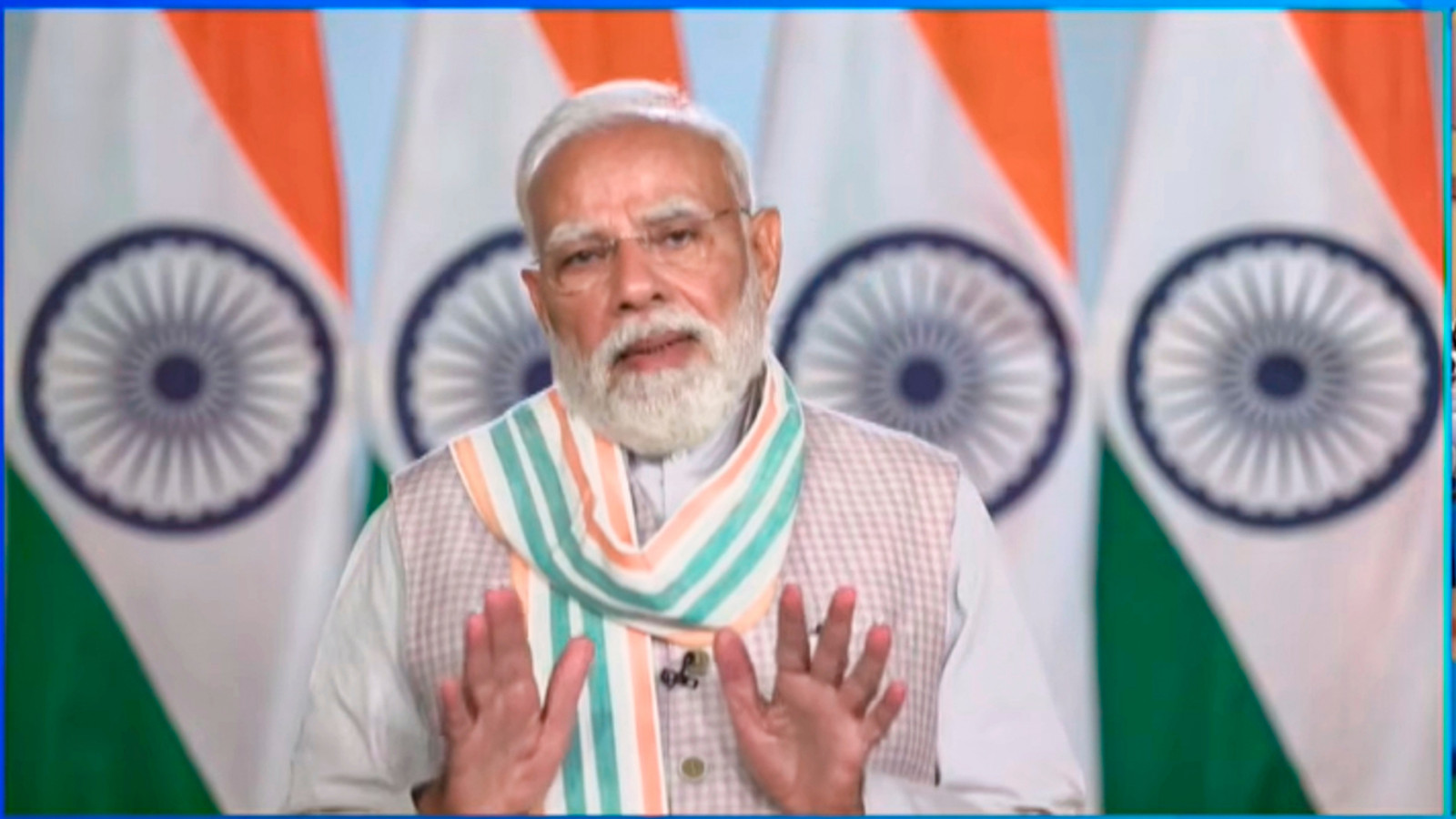 Prime Minister Naresndra Modi virtually addresses a gathering during the 19th edition of Rozgar Mela