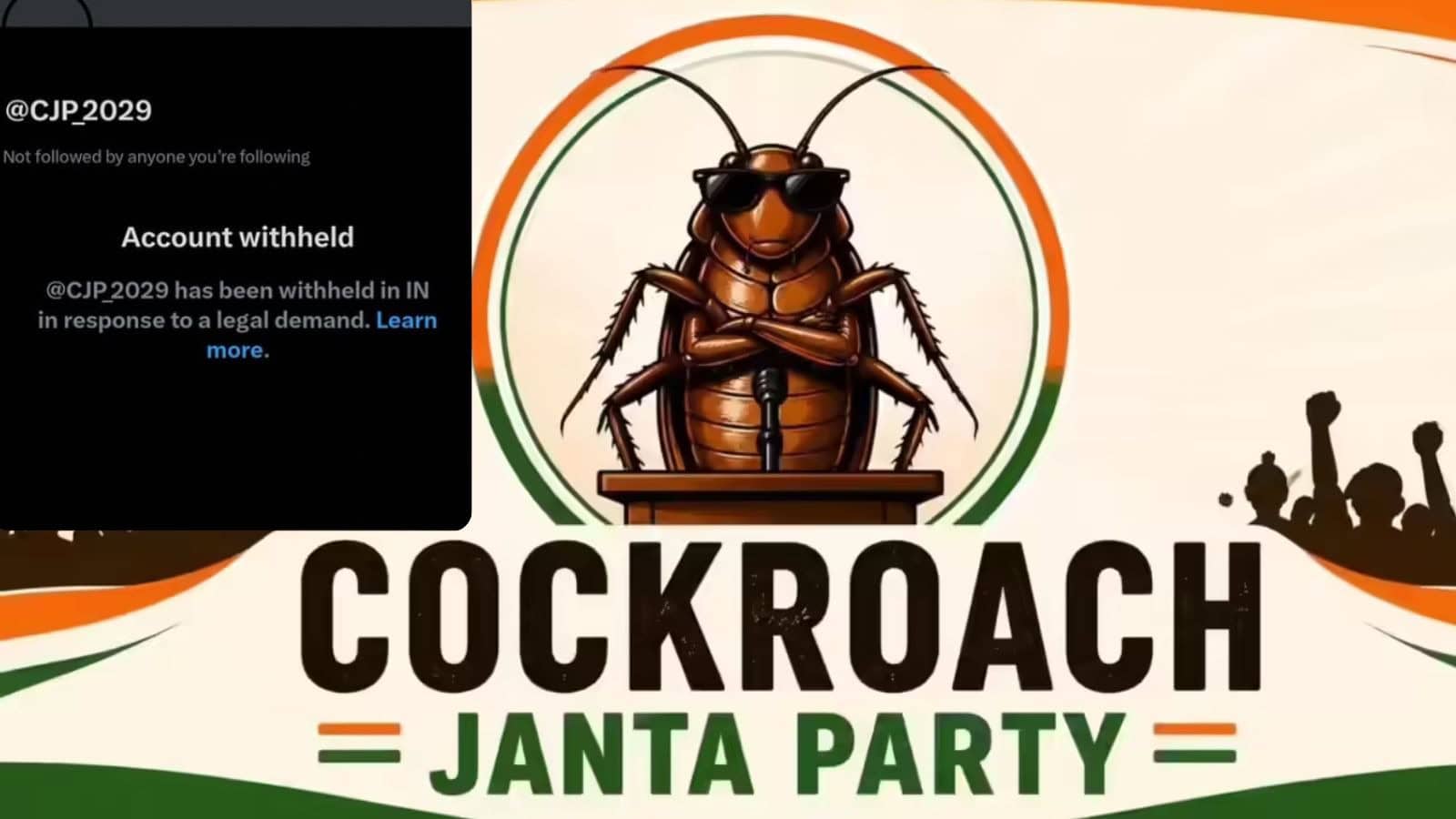 A cockroach illustration with Indian flag colours for Janta Party celebration.