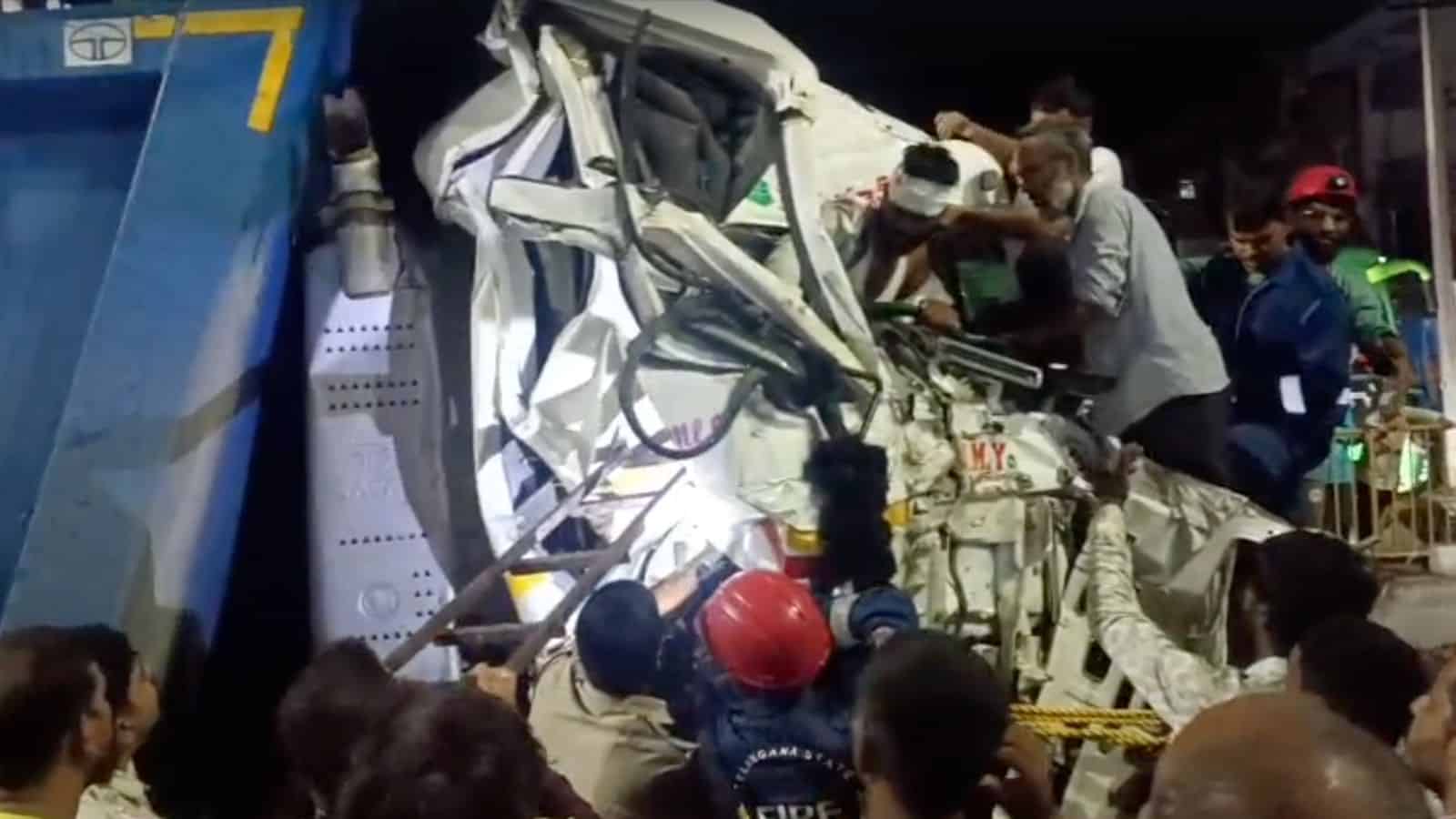 Truck driver injured in collision between two lorries at Hayathnagar