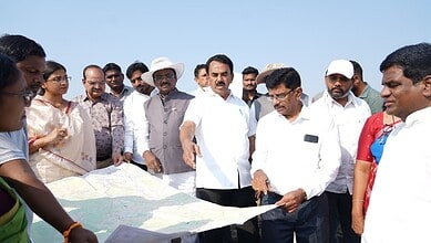 Telangana ministers inspect Tummidihetti project in Adilabad